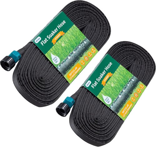 Hlinker Flat Soaker Hose - 100 FT Drip Irrigation for Garden Beds | Leakproof & Water-Saving Design