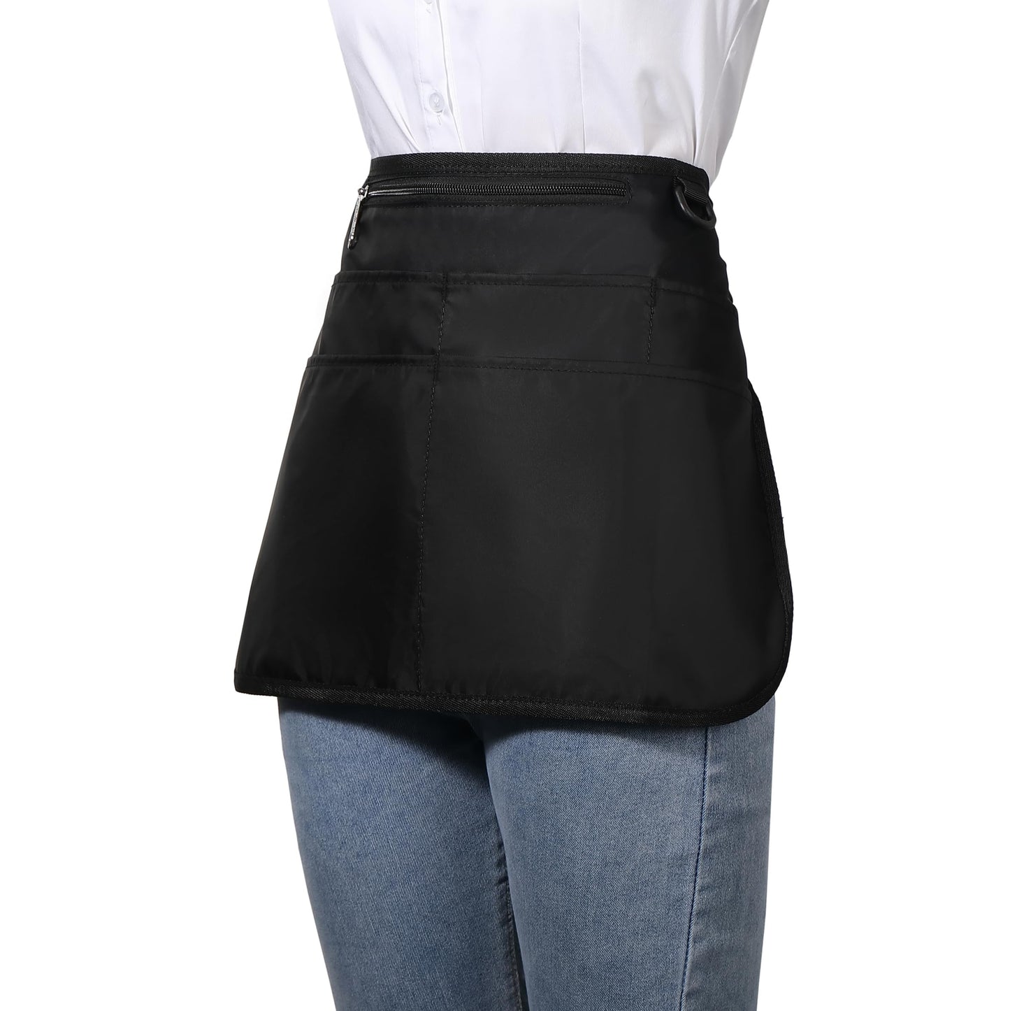 Bafelia Waterproof Server Apron for Women with 6 Pockets,Quickly Put on and Take off Waitress Apron,Work Apron for Bartender Barista (1, Black)