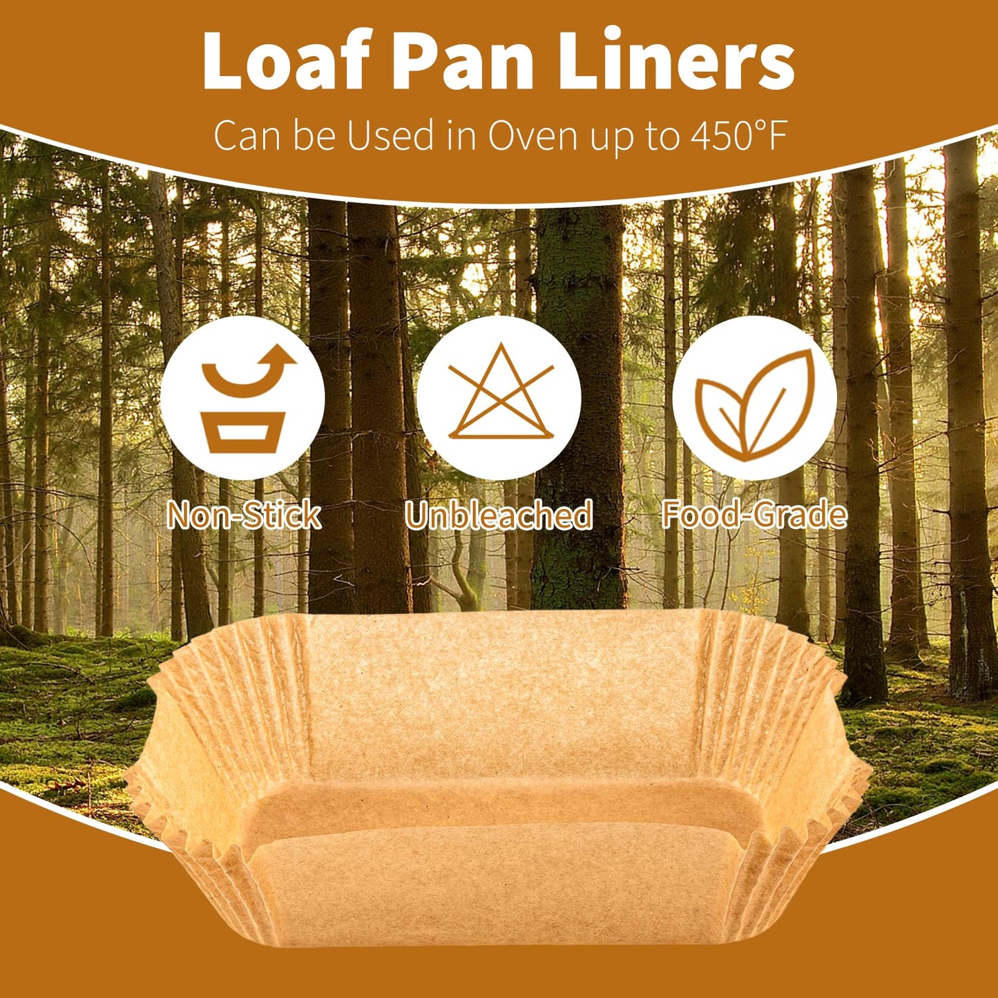 100 Pcs Loaf Pan Liners for Baking Bread 9x5 Inch, Disposable Non-Stick Bread Pan Liners, Pre Formed Rectangle Parchment Paper, Perfect for Baking Banana Bread, Cakes, Sourdough Bread(Brown)