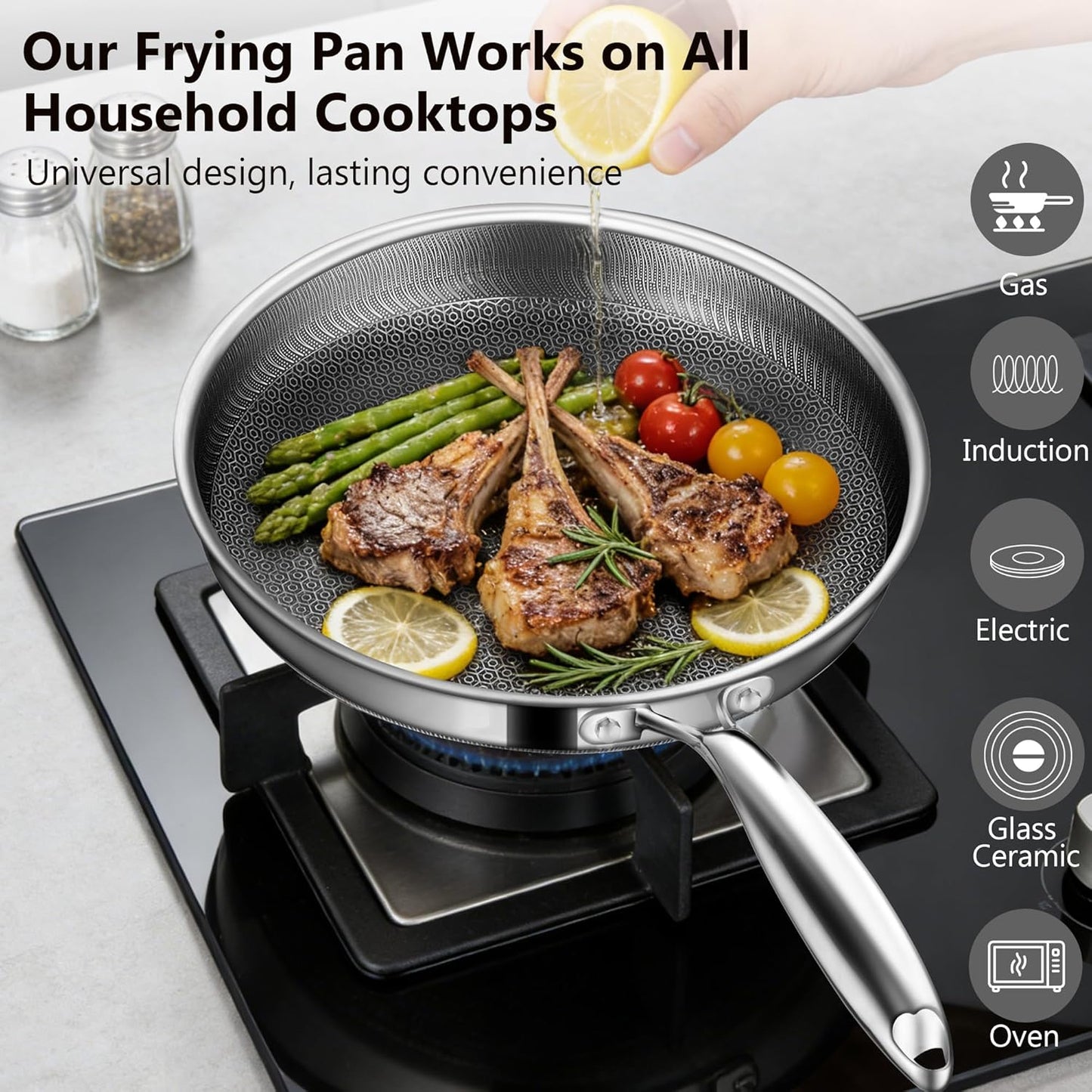 Skiennix Nonstick Frying Pan - 10-Inch Stainless Steel Skillet | Dishwasher & Oven-Safe, PFOA Free