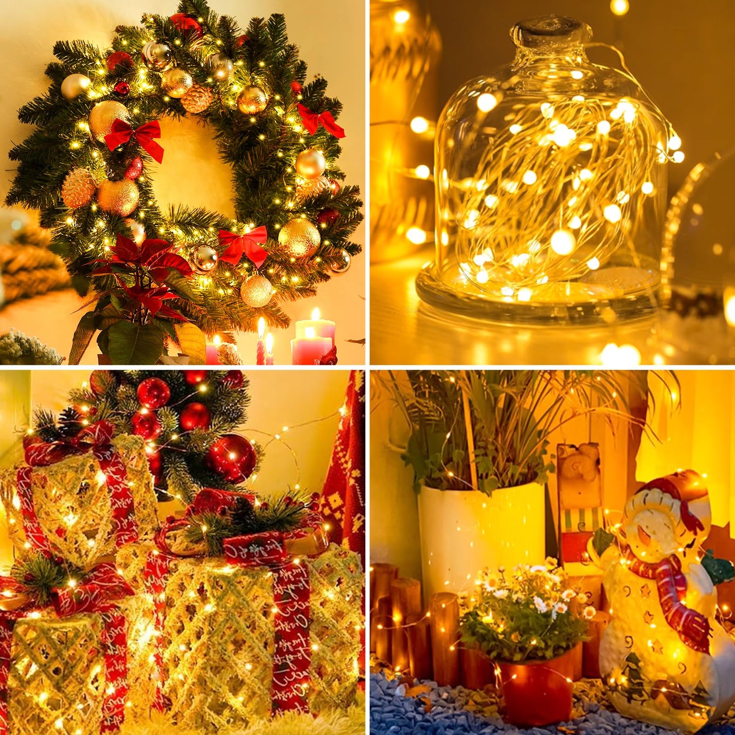 100 Pack Fairy Lights Battery Operated - 7ft 20 Led Twinkle Lights 3 Modes, Bulk Mini String Lights Waterproof for Mason Jars Vases DIY Party Wedding Decoration Christmas -Warm White