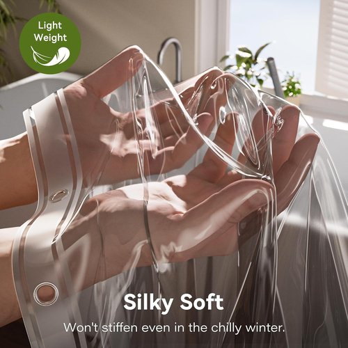 Clear Black Shower Curtain Liner - Waterproof PEVA 72x72 | 2-Pack with Strong Magnets & Rustproof Grommets