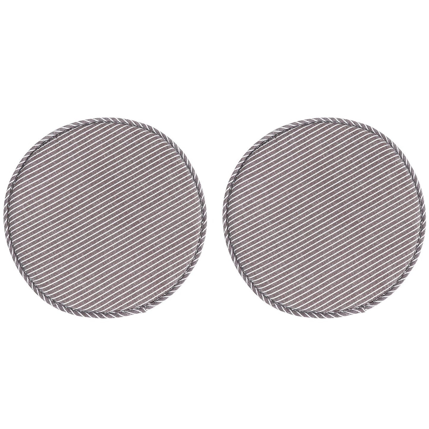 Round Stool Chair Cushions for Kitchen Dining Seat Pads with Ties 2 Pack Non Slip Cushions Pad for High Stool Chairs Bistro Bar Seat 13 Inch, Grey Strip