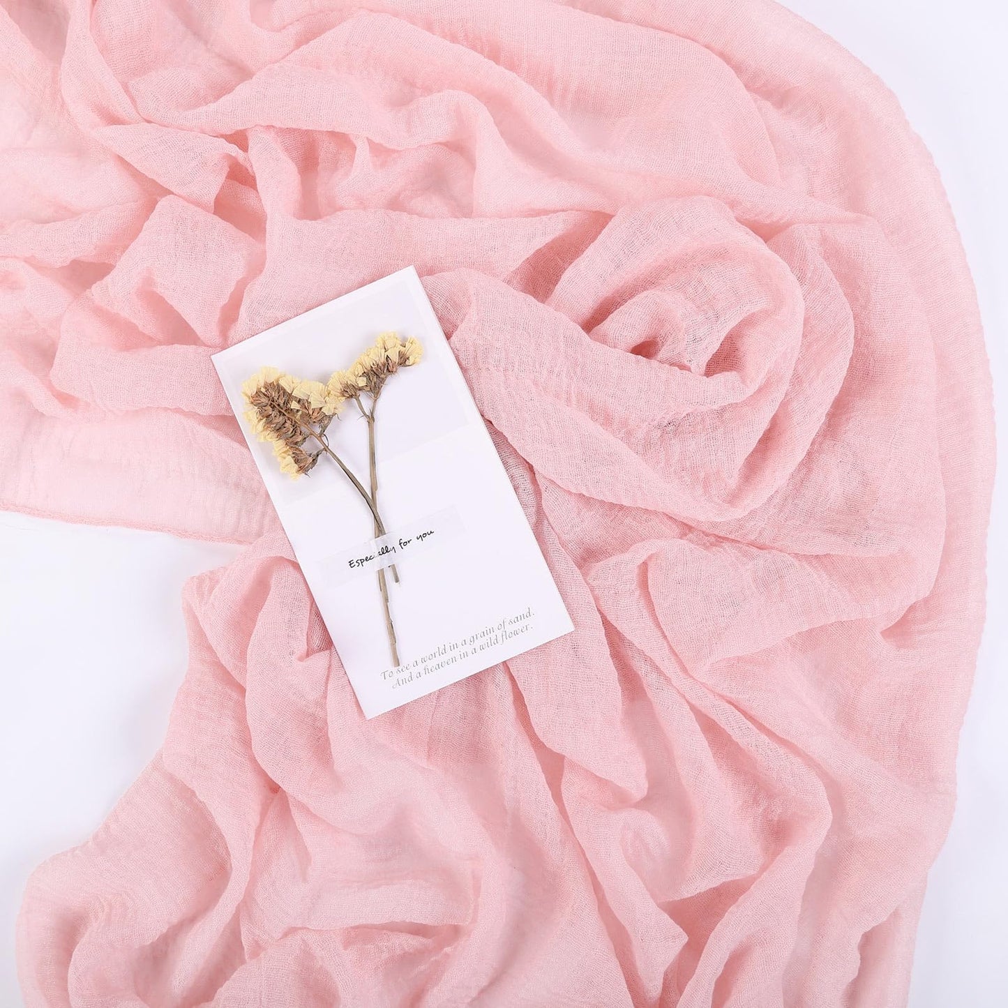 SAJOO Blushing Pink Cheesecloth Table Runner 10ft Gauze Table Runner for Wedding Baby Bridal Shower Party 32x120 Inches Boho Rustic Long Cheese Cloth Spring Home Decorations