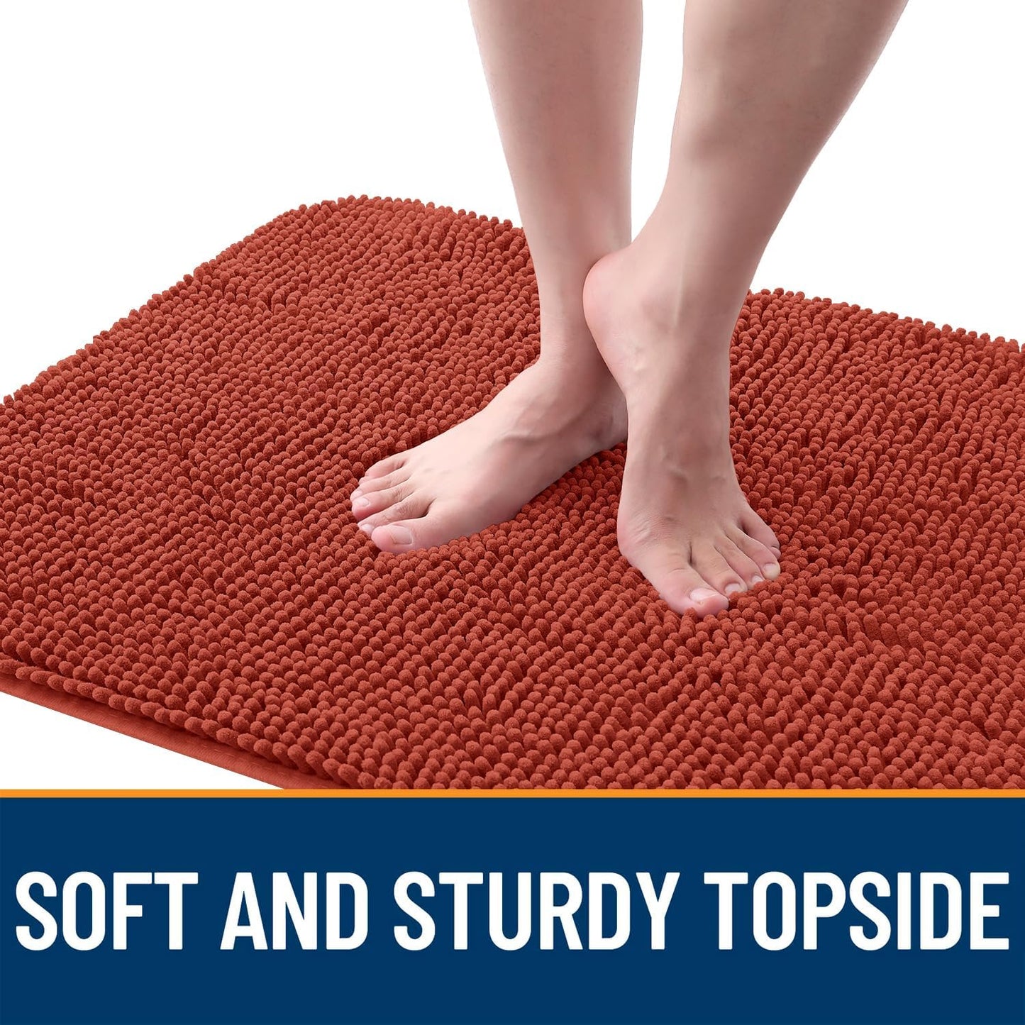 OLANLY Dog Door Mat - Absorbent Non-Slip Chenille Mat for Muddy Paws | 59x32, Quick Dry, Maple Red