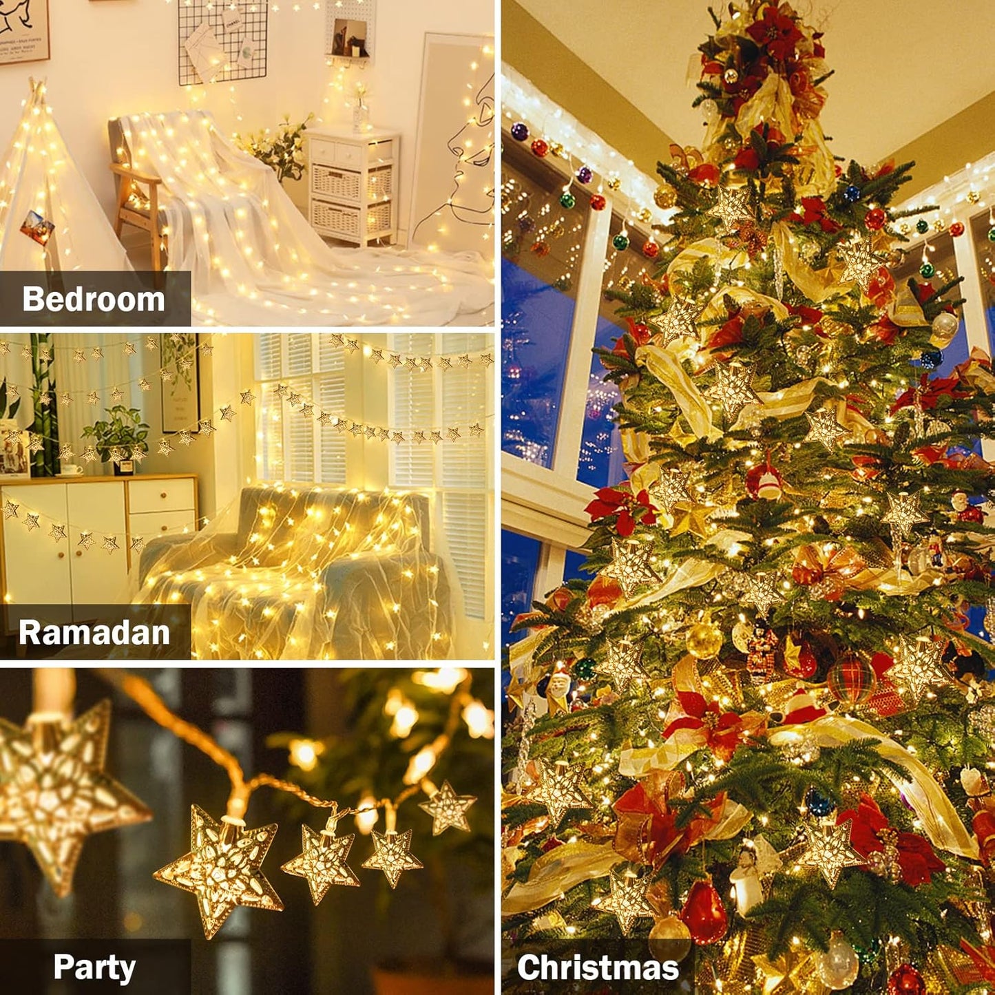 Vigdur 10Ft Star String Lights - 20 LED Fairy Lights with Timer | Battery Operated Ramadan Home Decor