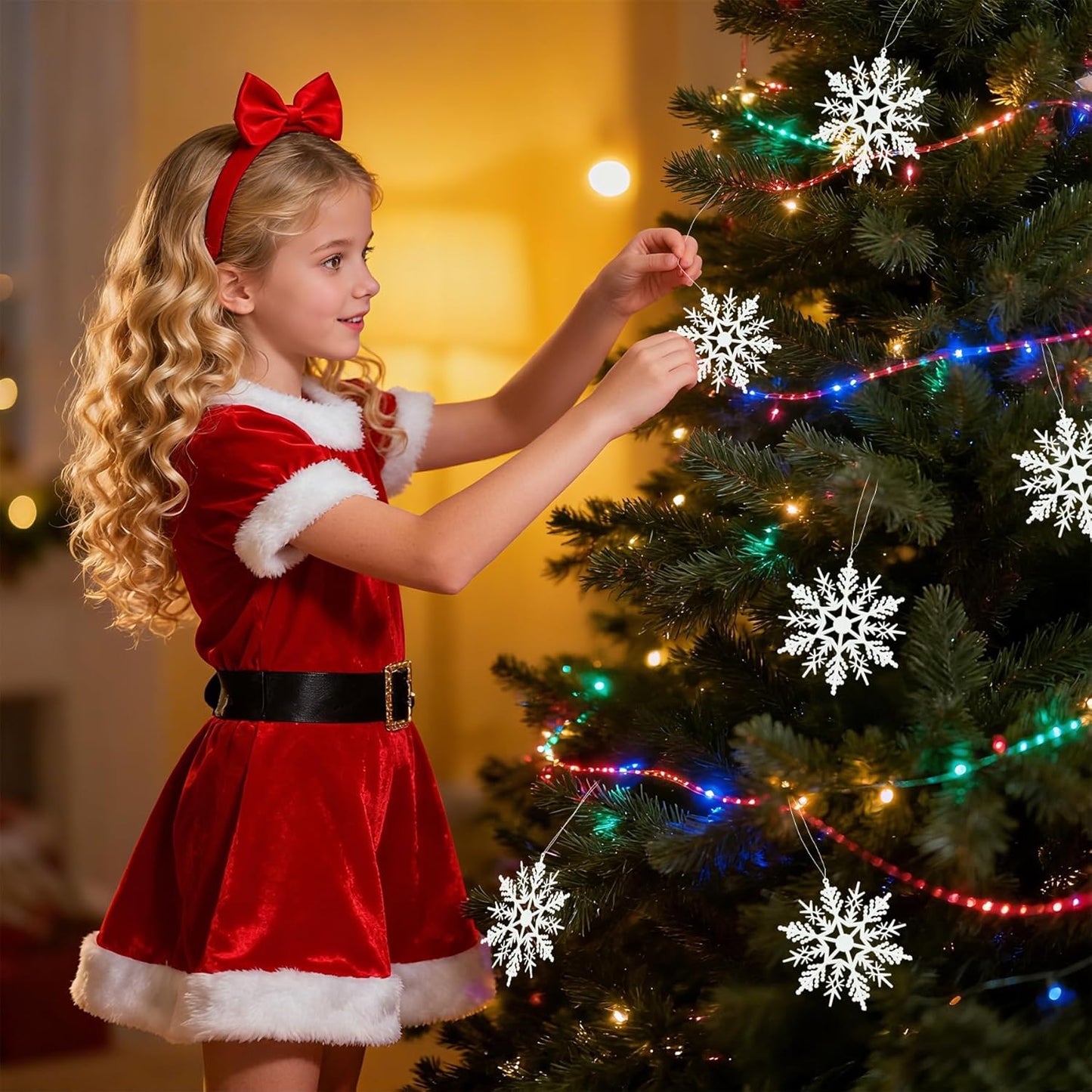 Snowflake Decorations | 24 Pcs Snowflake Ornaments for Christmas Tree | Perfect for Winter Parties