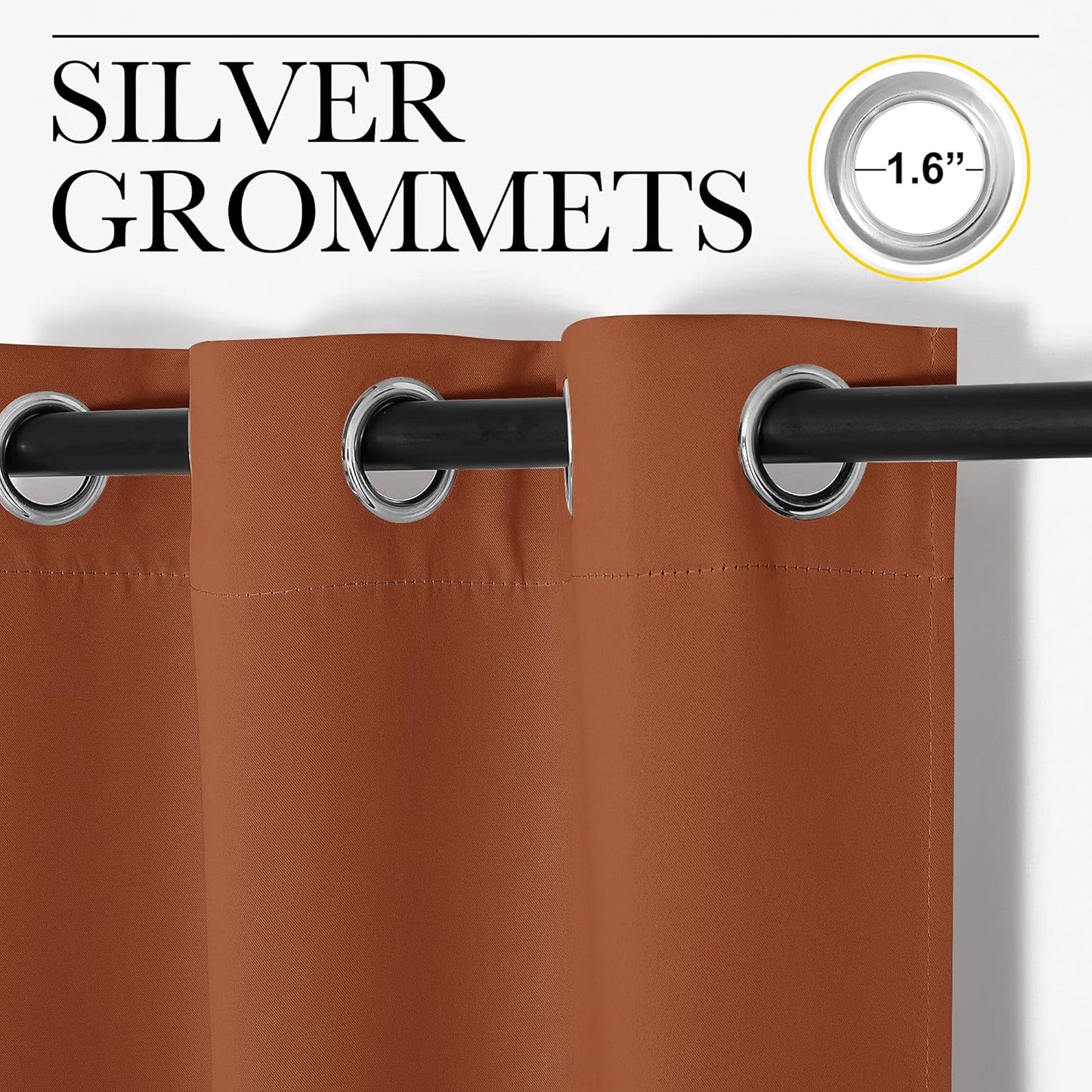 NICETOWN Blackout Curtains - Thermal Insulated Draperies for Girls Room | Burnt Orange, 34 x 84 Inches, 1 Pair