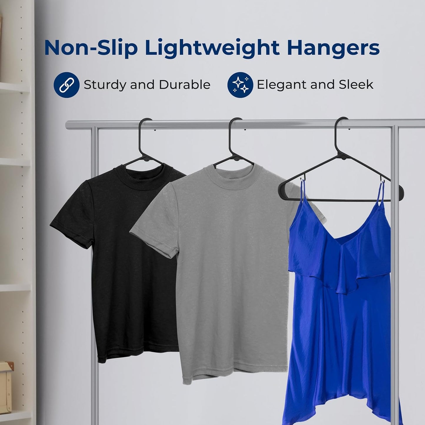 SereneLife Premium Plastic Hangers - Lightweight & Durable Clothes Organizers | 20-Pack in Black