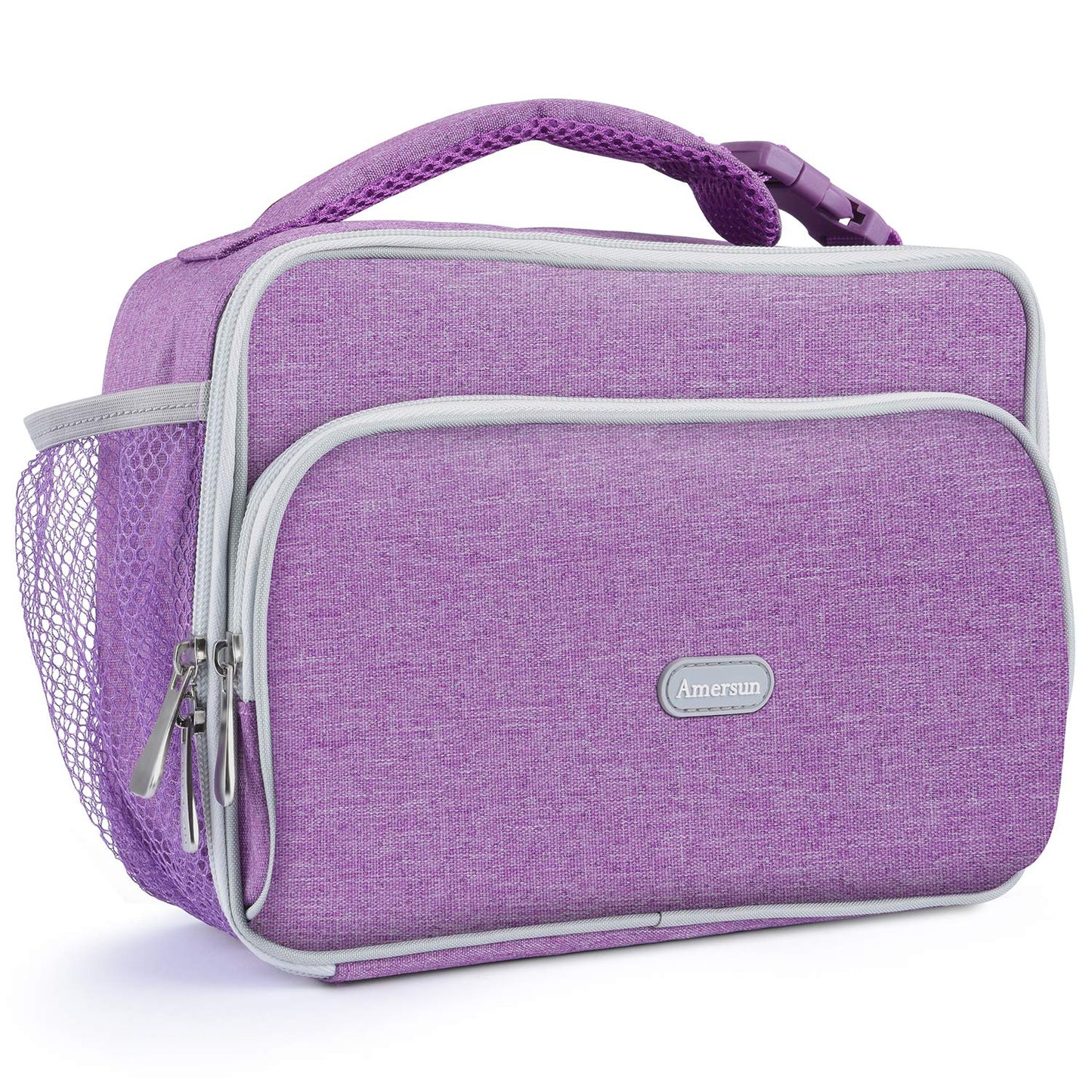 Amersun Kids Lunch Box, Insulated School Lunch Bag with Padded Liner Keep Food Warm Cold for Long Time,Water-resistant Thermal Travel Office Lunch Cooler for Girls Boy-2 Pocket,LB005-P