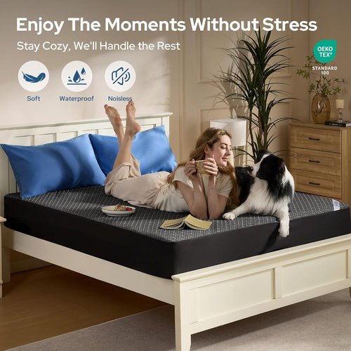 BEDLORE King Mattress Protector - Waterproof Noiseless Cover with Deep Pocket for 6-18 Inch Mattresses | Soft & Breathable, Machine Washable (Dark Gray)