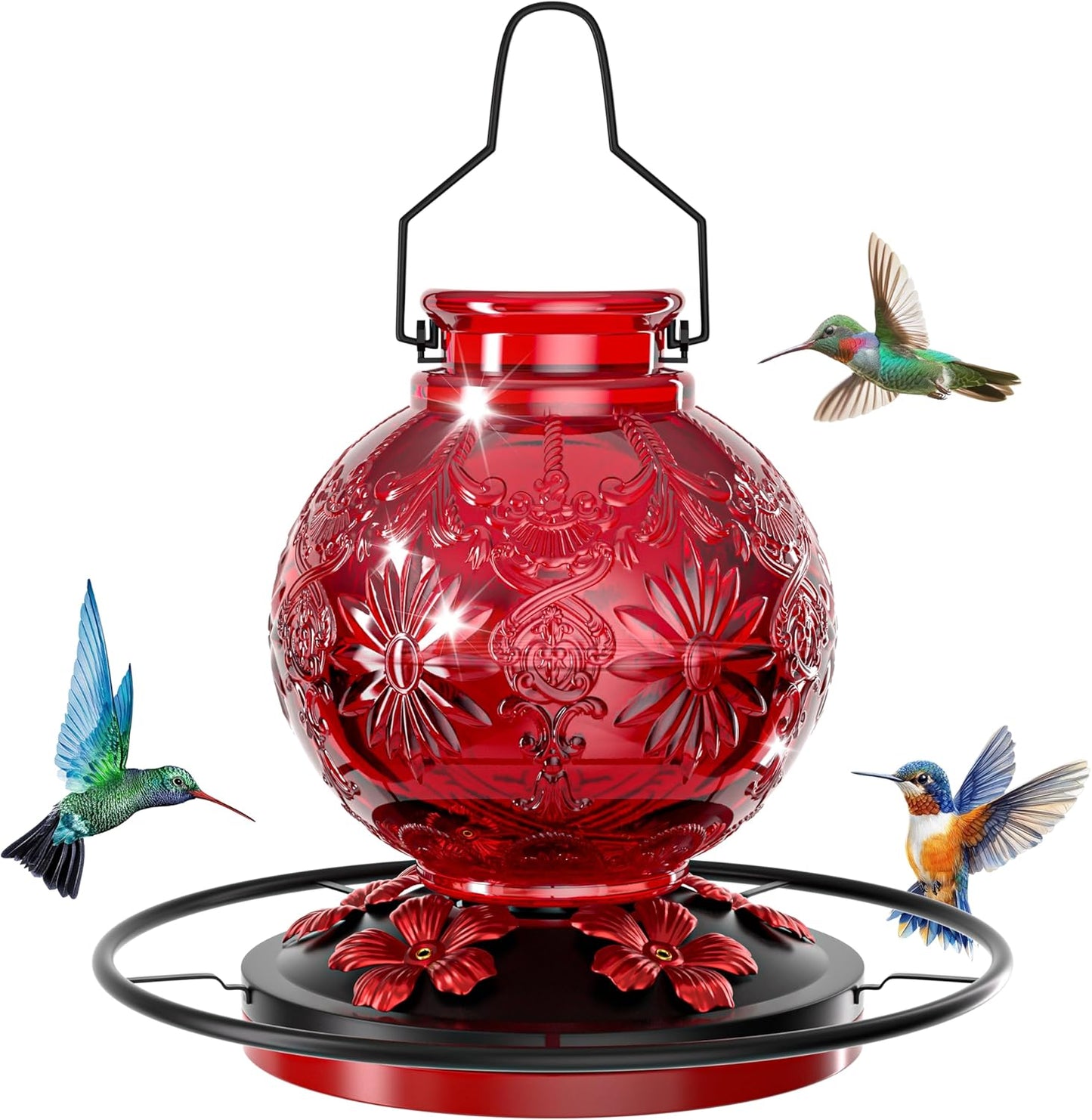Skiennix Glass Hummingbird Feeder - 25Oz Large, Leak-Proof & Durable Outdoor Decor | Perfect Gift for Moms