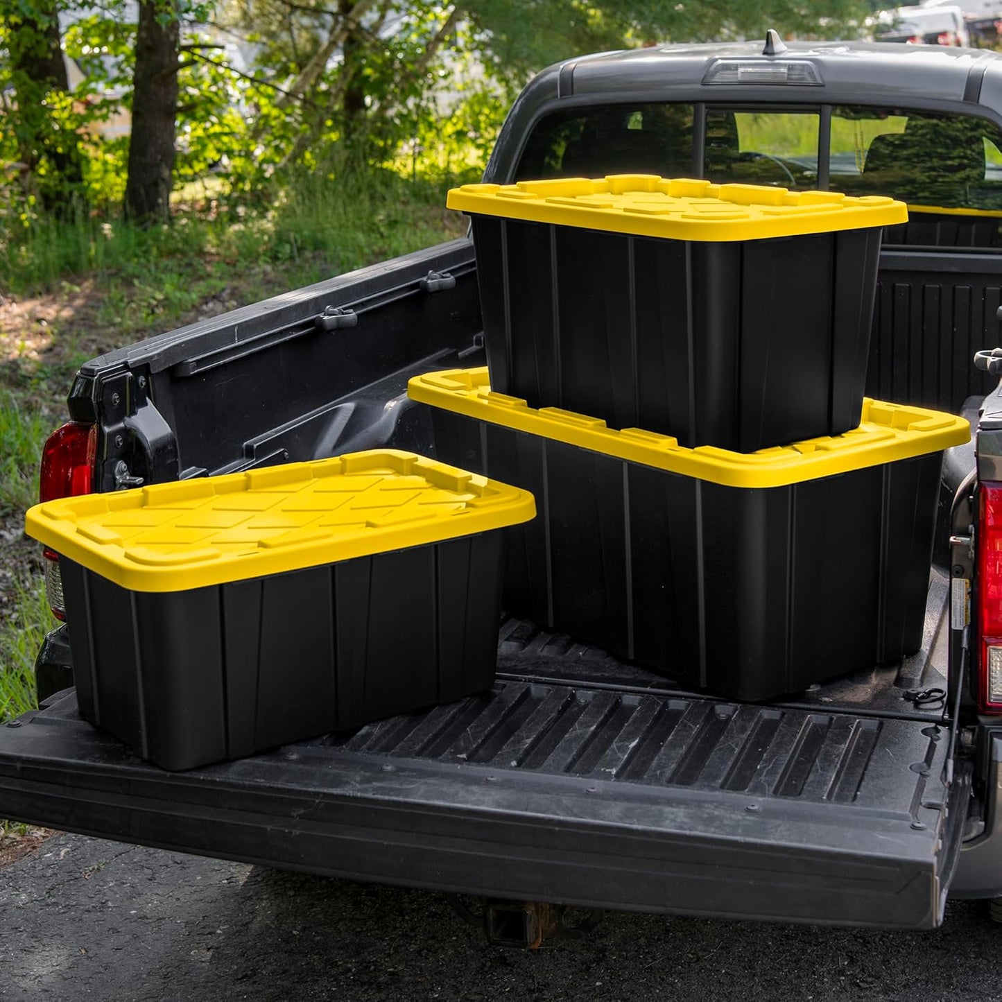 Sterilite 12-Pack Industrial Tote | Heavy-Duty Plastic Storage Bins with Lids - 27 Gallon for Organizing Closet, Bathroom, Office