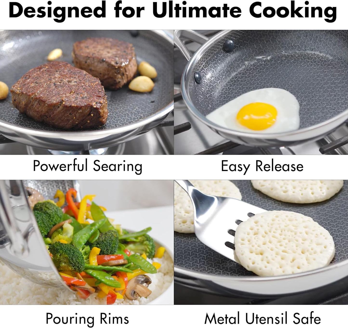 OXO Hybrid 8” Nonstick Frying Pan - Durable PFAS-Free Ceramic Skillet with Stay-Cool Handle | Induction & All Cooktop Compatible