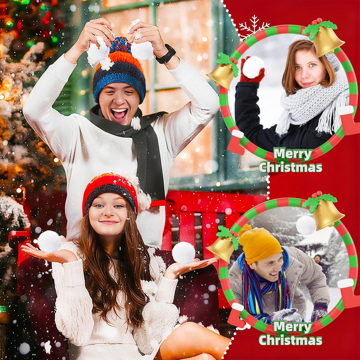 Skiennix 50 Pcs Fake Snow Balls - Soft Plush 2.4 Inch Snowballs for Indoor/Outdoor Winter Fun