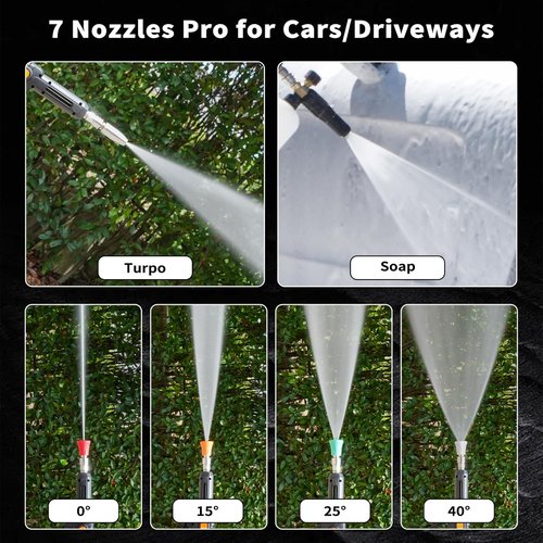**PM Commercial Electric Pressure Washer - 100 Bar, 2.3 GPM, Quiet 65dB, 7 Nozzles for Cars & Driveways**