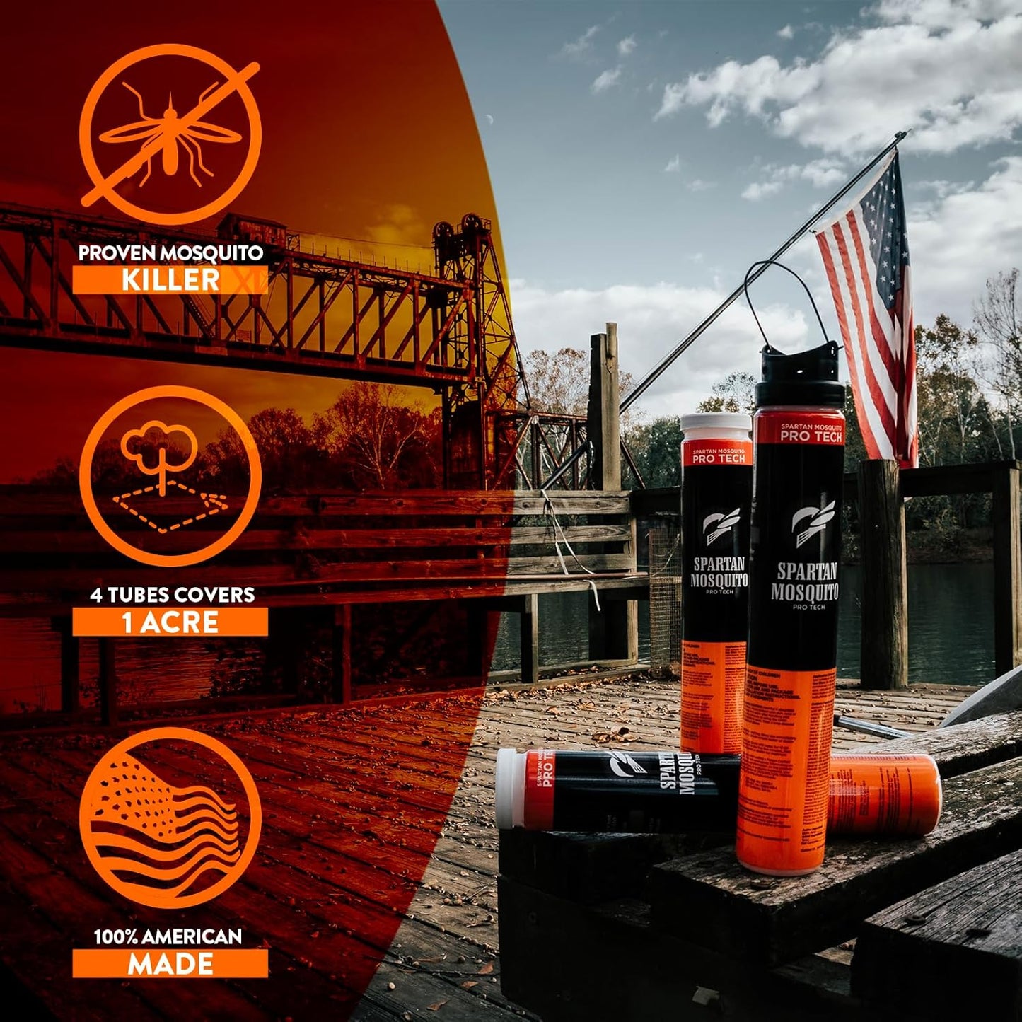 Spartan Mosquito Pro Tech - 1 Acre Mosquito Control Pack | 4 Tubes, 100% American Made