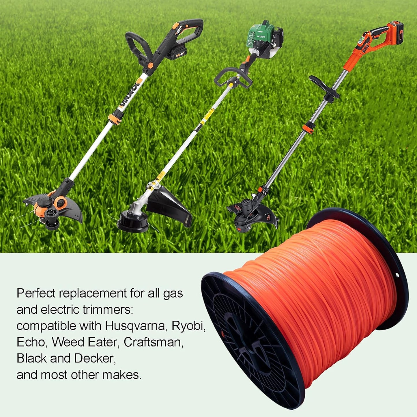 KAKO 080 Trimmer Line - Durable 0.080" Round String for Weed Eaters | 2000 Ft, 5 Lb