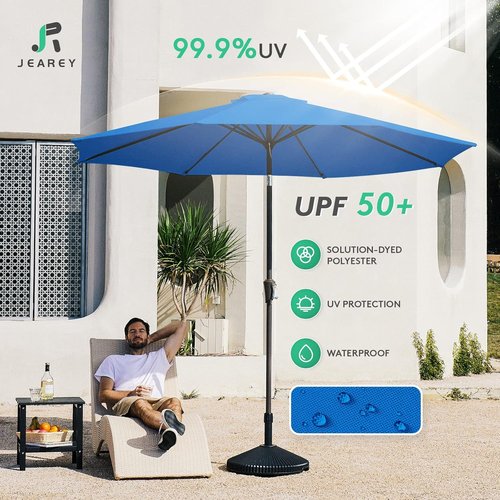 JEAREY 9FT Outdoor Patio Umbrella - UV Protection & Waterproof with Push Button Tilt | Royal Blue