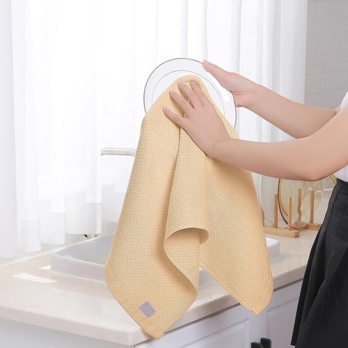 Homaxy 100% Cotton Waffle Weave Dish Towels - Ultra Soft & Absorbent | Quick Drying, 13 x 28 Inches, 4-Pack, Apricot