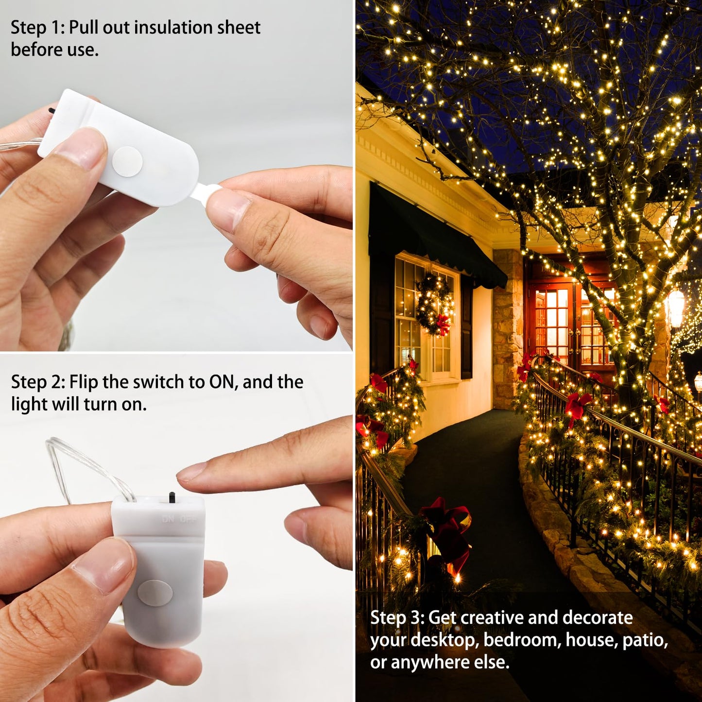 VOOKRY 32 Pcs Fairy Lights Battery Operated String Lights - 10 ft 30 LEDs Waterproof Copper Wire Mini Firefly Starry Moon Lights for DIY Crafts Wedding Party Bedroom Table Centerpieces Christmas