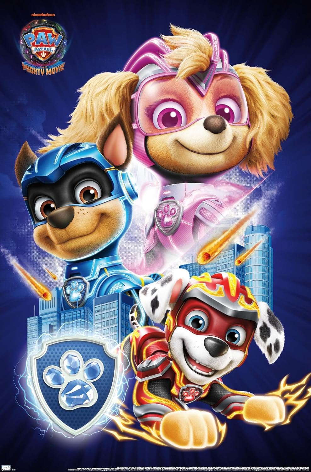 Nickelodeon Paw Patrol Wall Poster - The Mighty Movie Design, Unframed, 34L x 22.4W