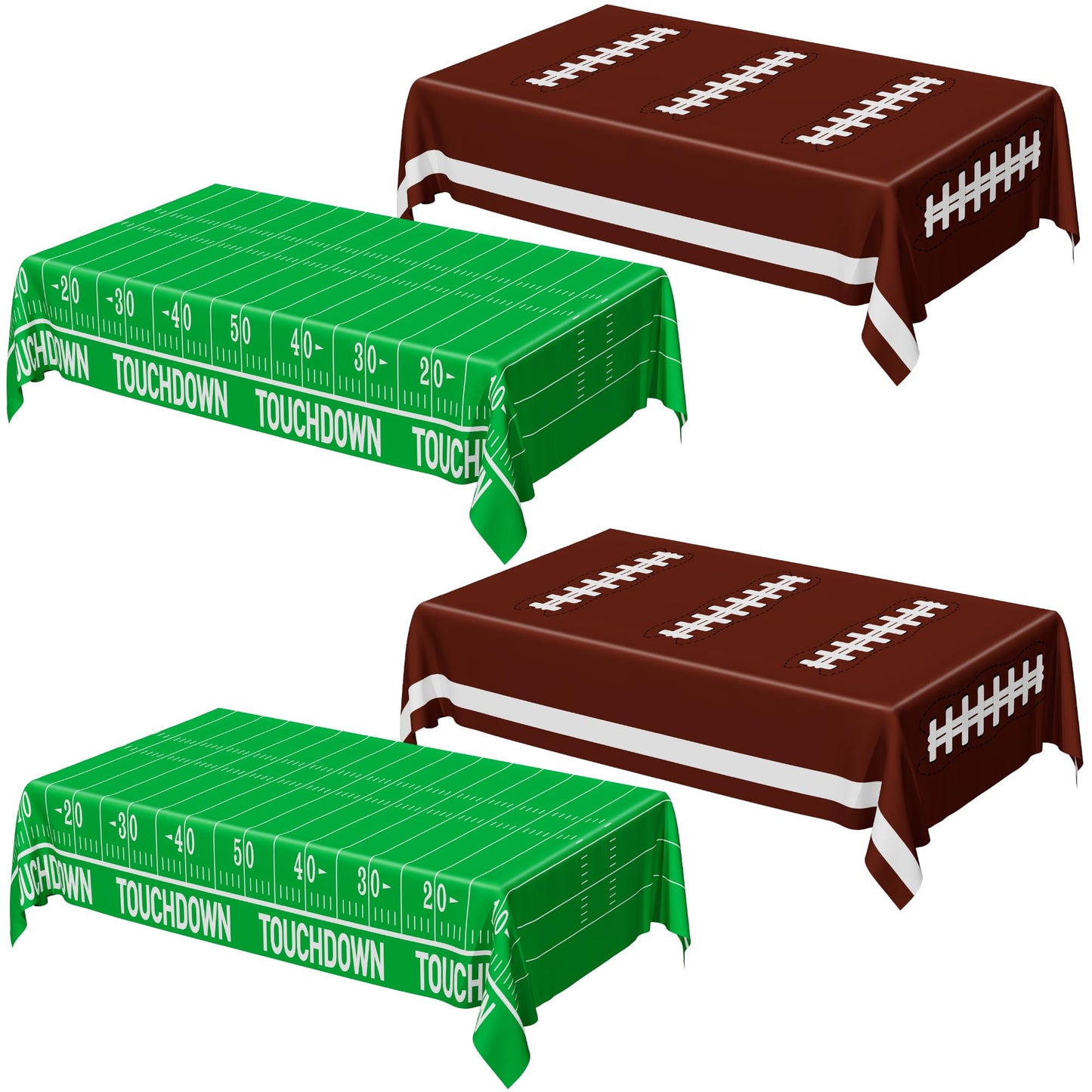 QZYL Football Party Supplies, Disposable Football Tablecloth, 4 PCS Table Cloth with 2 Styles, Touchdown Theme Tablecloths, Plastic Table Runner for Game Day Party Decorations