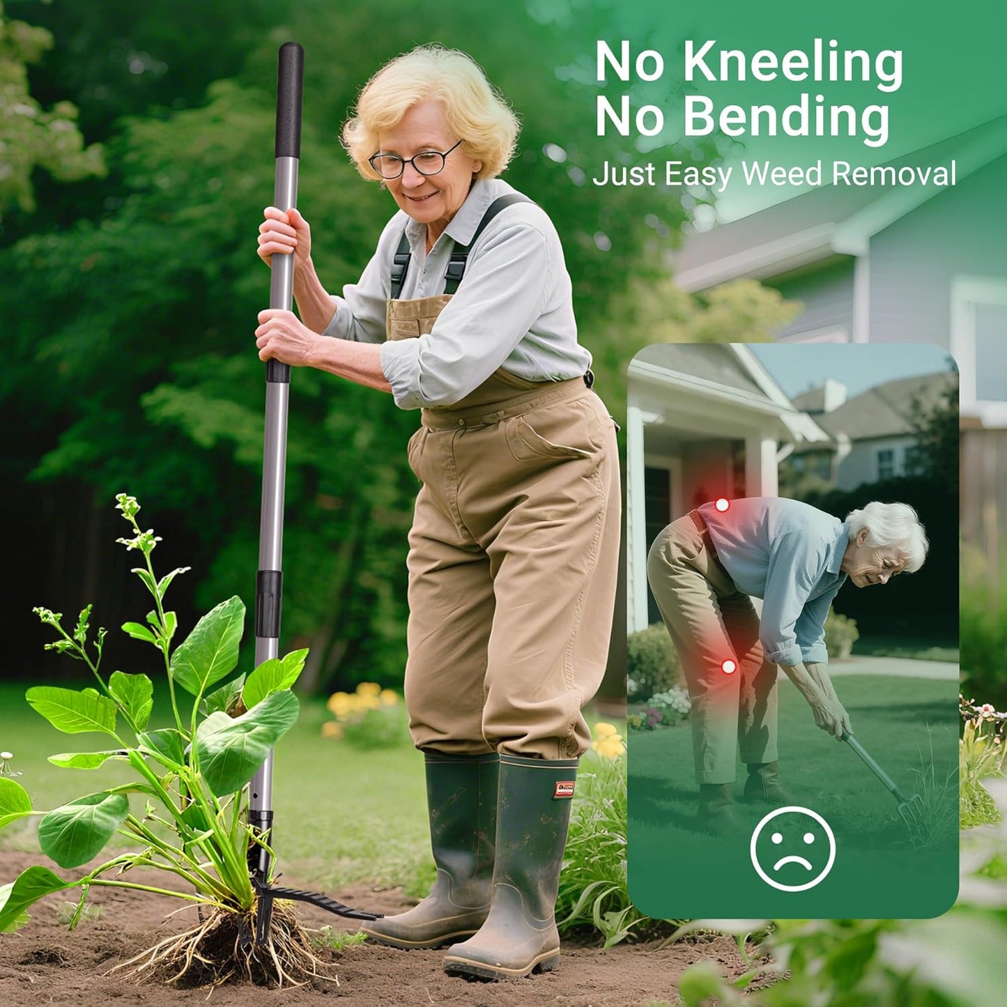 Suchtale Metal Weeder - Heavy-Duty Stand-Up Weed Puller Tool with Long Handle & Upgraded Pincer Claw