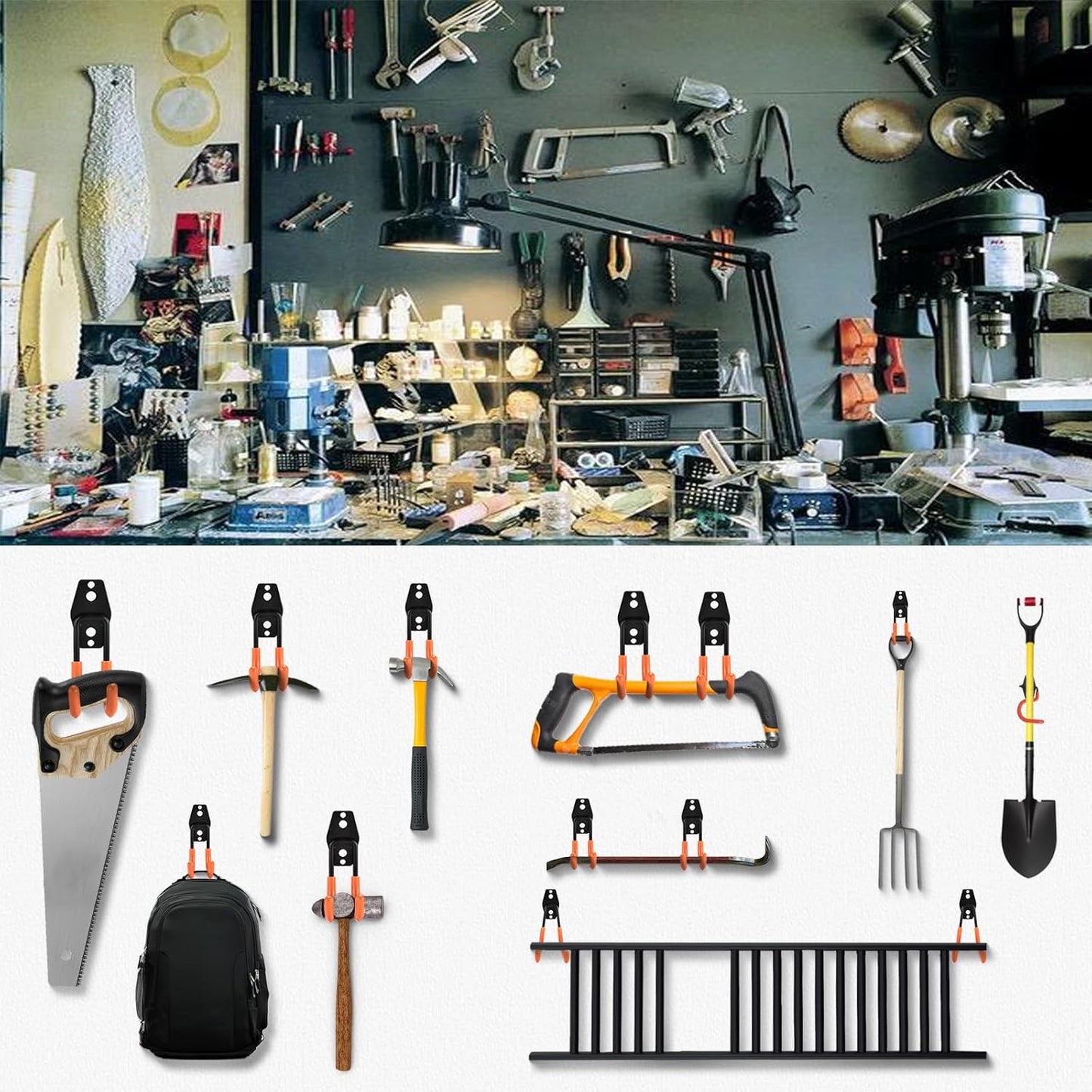 **Skiennix Heavy-Duty Garage Hooks - 24 Pack Steel Wall Mount Hangers for Bikes, Tools & Ladders**