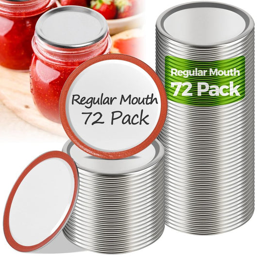 ComSaf 72 Pcs Mason Jar Lids Regular Mouth, Compatible with Electric Vacuum Sealers Canning Lids for Pickling, Fermenting, Jam Making, Canning Supplies, Fit for 2.75 inches Regular Mouth Mason Jars