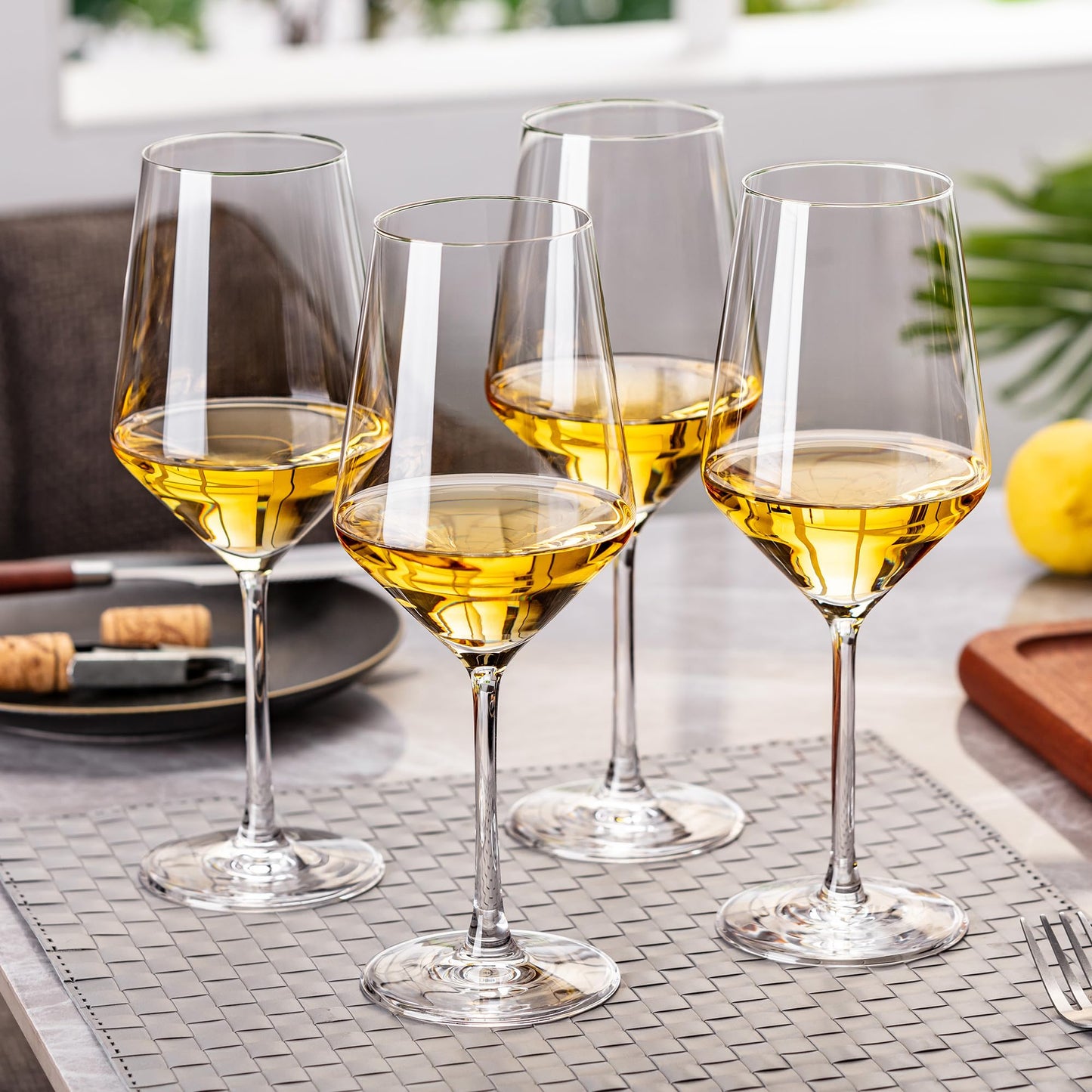 NORIMODA White Wine Glasses Set of 4, 14oz Lead-free Glassware With stem, Gift for Wine Lovers