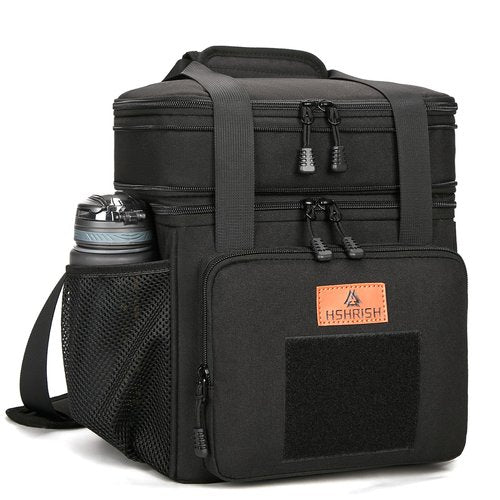 HSHRISH Expandable Large Tactical Lunch Box for Adults, Durable Insulated Lunch Bag with Lots of Storage Space, Cooler Bag for Men Women Work Outdoor Picnic Trip, 16 L, Black
