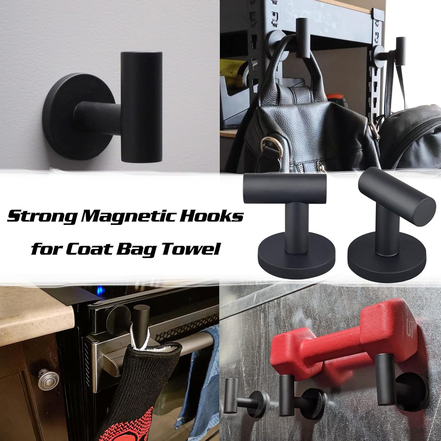 ULIBERMAGNET Strong Magnetic Coat Hooks - Heavy Duty Rubber Coated Neodymium Magnet for Doors & Refrigerators
