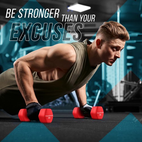 Fitness Republic 8LB Neoprene Workout Dumbbells Set of 2 - Non Slip, Anti Roll Exercise & Fitness Dumbbells - Hex Shaped Hand weights for Men & Women - Ideal for Home and Gyms training