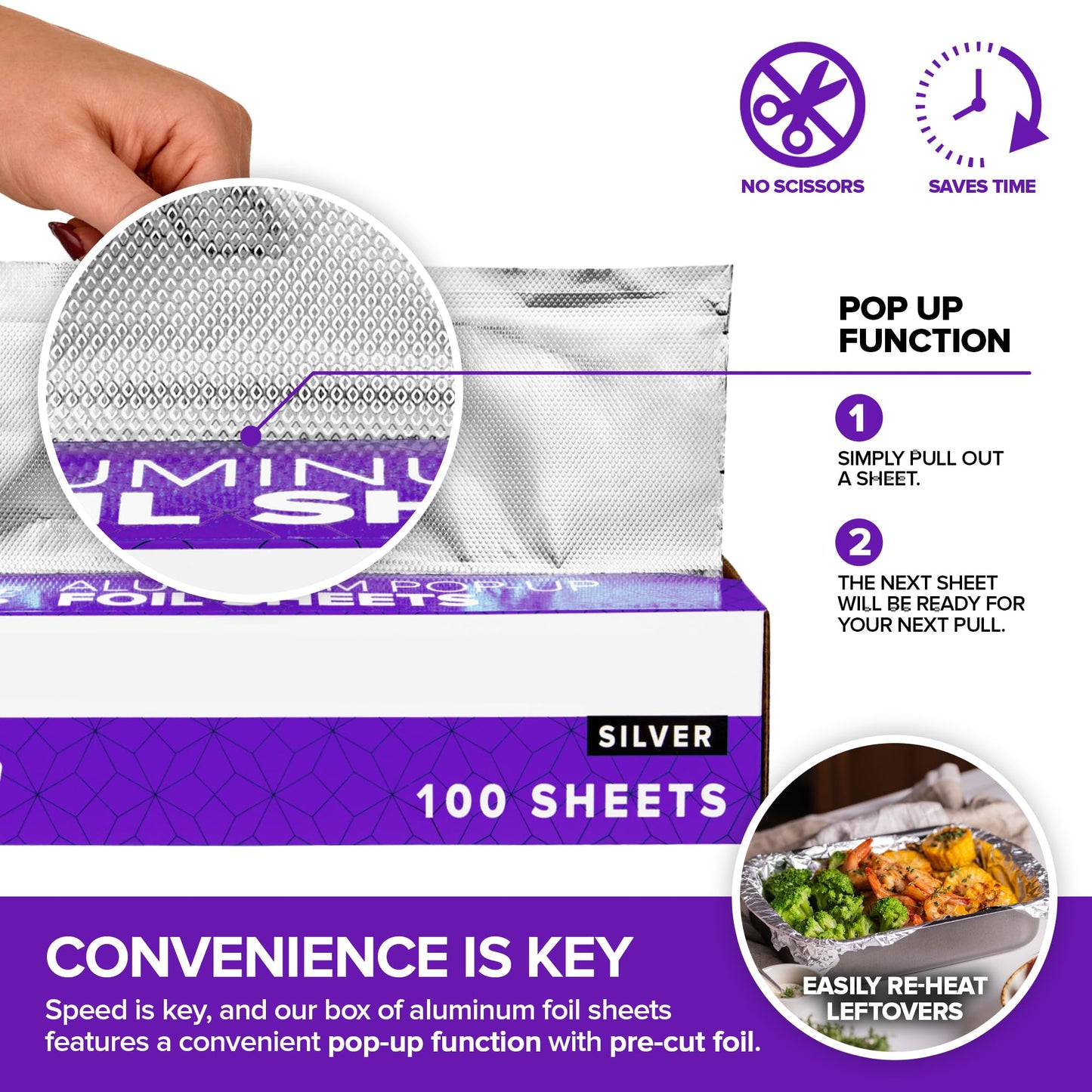 Pre-Cut Deli Aluminum Foil Sheets,100 Count - Heavy Duty 9x10' Pop Up Sheet for Burrito, Hot Dogs & Sandwiches