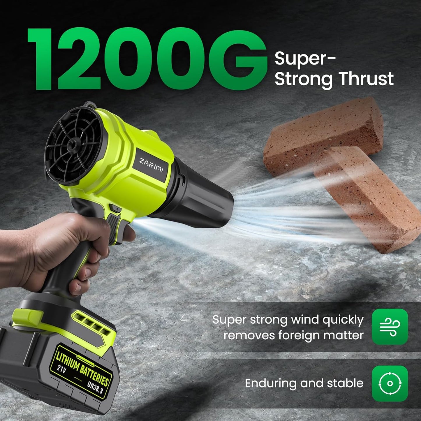 YUQUESEN Cordless Leaf Blower - 980,000 RPM Handheld Design with 2 x 4.0Ah Batteries & Charger | Lightweight for Patio Cleaning & Lawn Care - Light Green