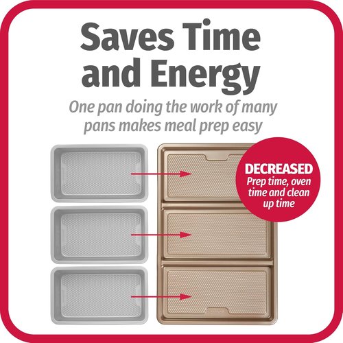 GoodCook Non-Stick Divided Sheet Pan - 3-in-1 Textured Baking Dish | 11 x 17-Inch Scratch-Resistant Carbon Steel