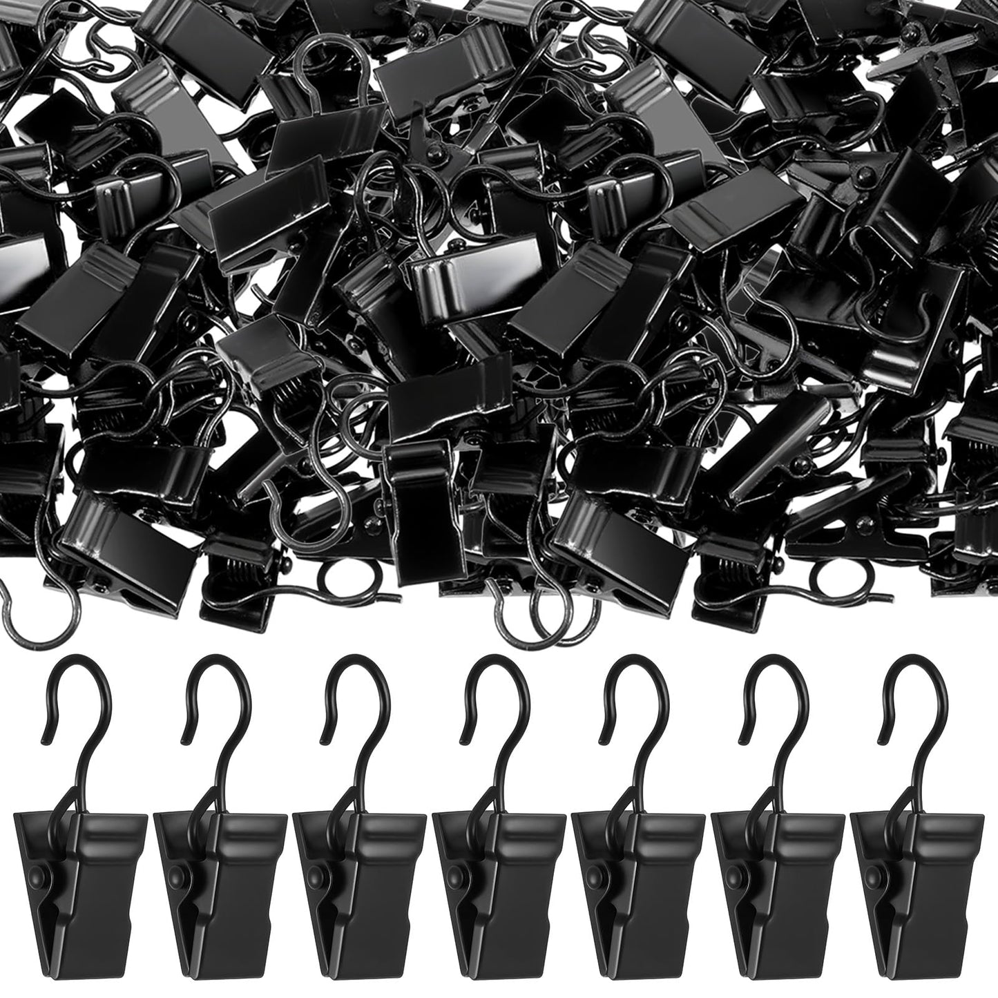 200 Pcs Stainless Steel Curtain Clips, Heavy-Duty Small Curtain Hooks Hangers for Hanging Outdoor String Lights, Art Craft Display, and Home Decoration