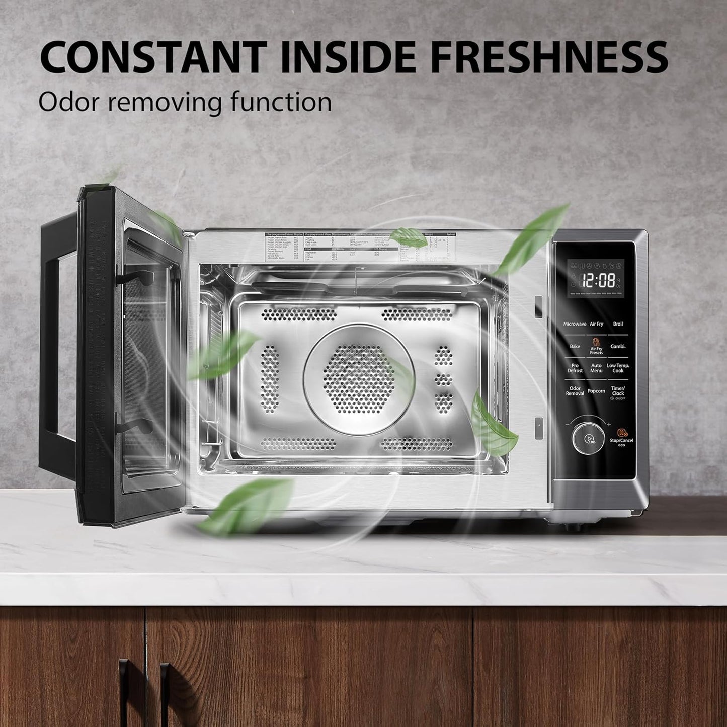 TOSHIBA Air Fryer Combo - 8-in-1 Countertop Microwave Oven with Convection & Mute Function - 1.0 Cu.ft, Black Stainless Steel