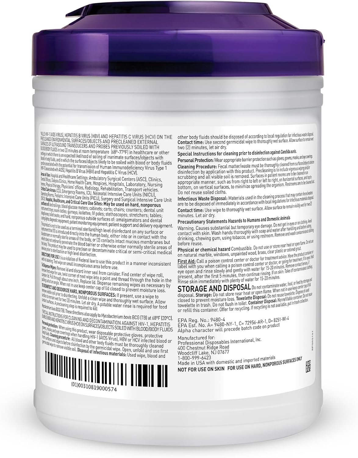 Skiennix Super Sani-Cloth Wipes - Professional Disposables Surface Disinfectant, 160 Count