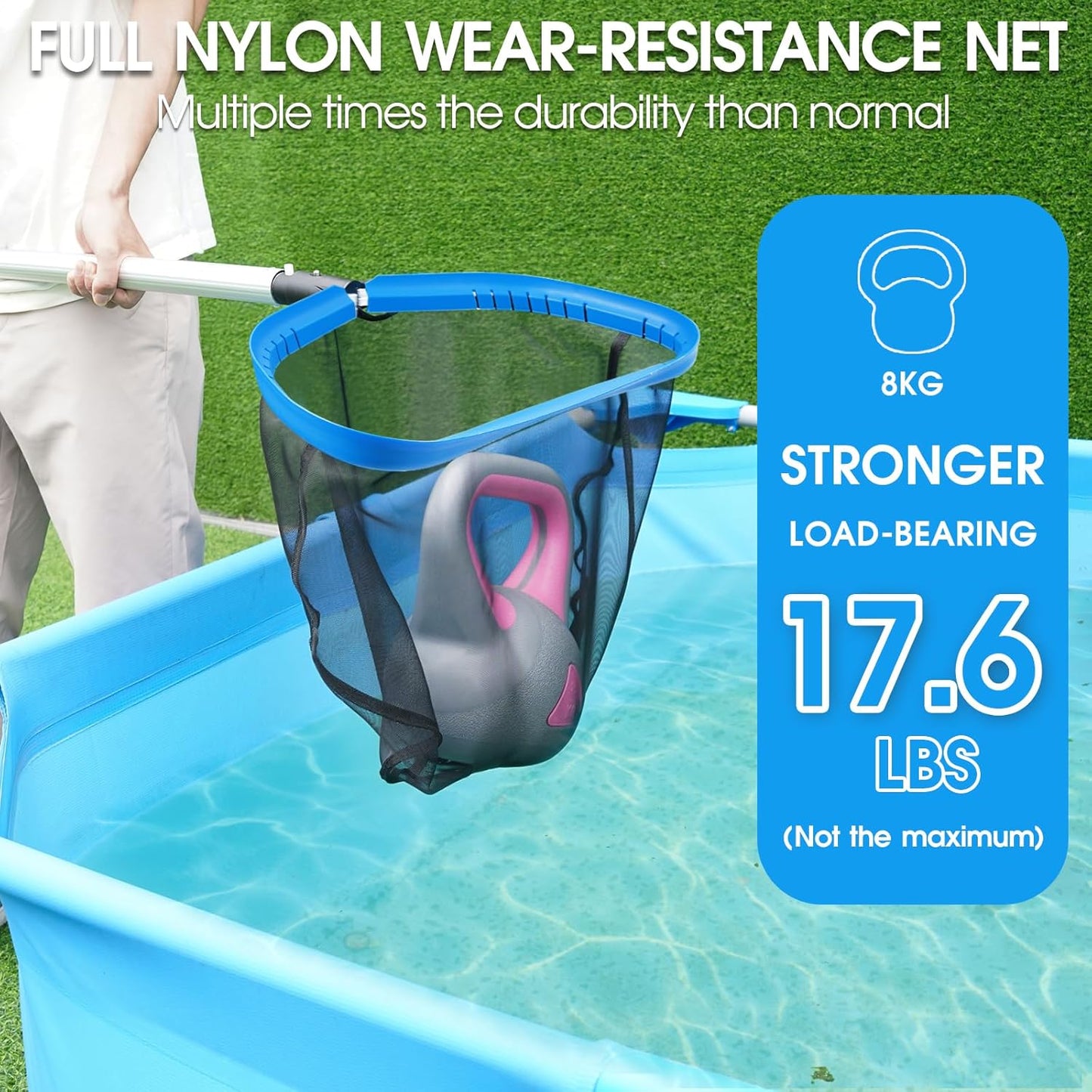 Skiennix Upgraded Self-Repair Pool Net - Heavy Duty Nylon Fine Mesh Skimmer for Above Ground & In-Ground Pools