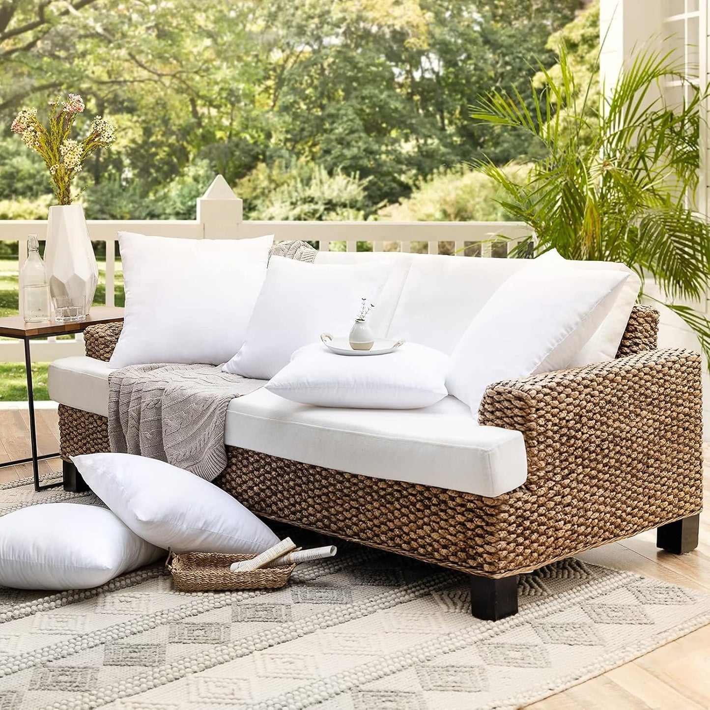Phantoscope Premium Outdoor Pillow Inserts - Water Resistant Decorative Throw Pillows | 12 x 20 Inches, Pack of 2