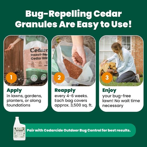 Cedarcide Original Cedar Granules - Natural Flea, Tick & Mosquito Repellent for Yard & Garden | Covers 3,500 sq ft (8 lb)
