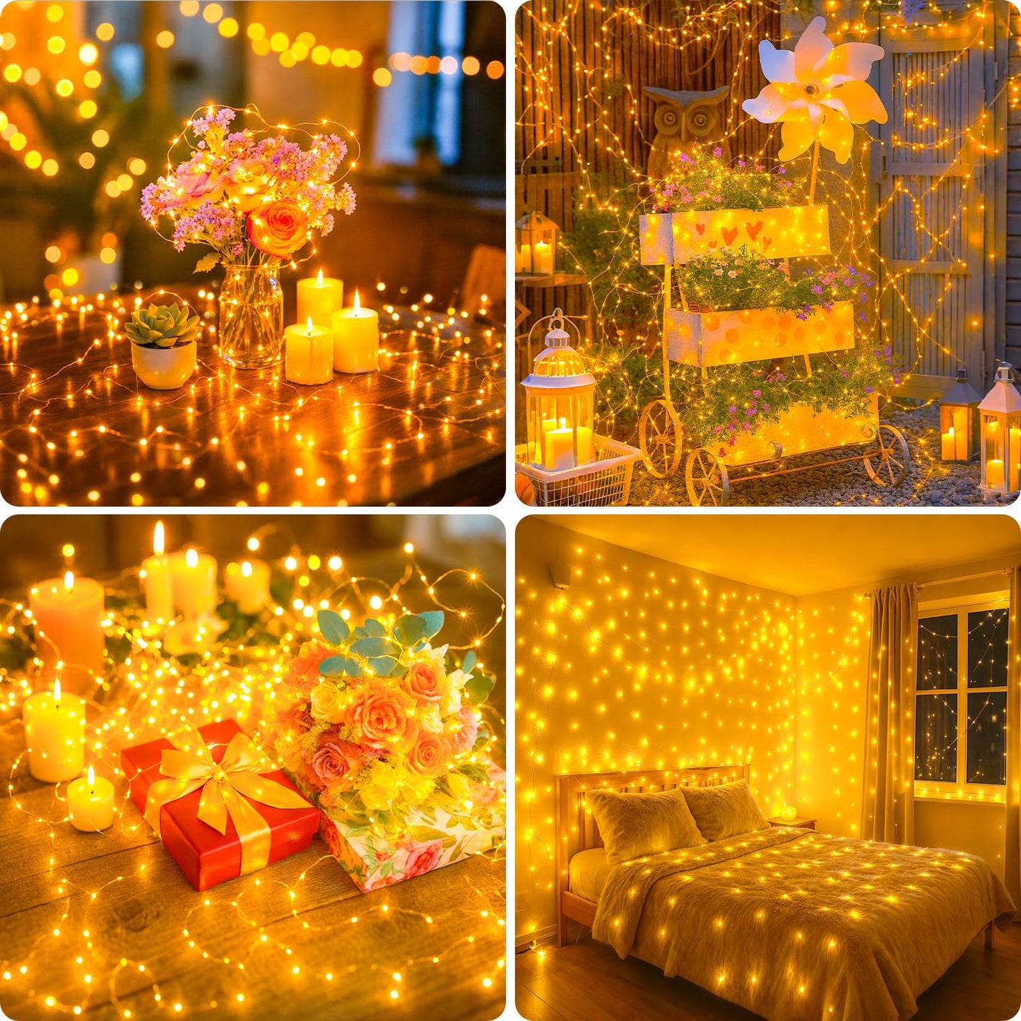 litogo 3 Pack Fairy Lights Battery Operated with Timer, 33FT 100LED USB-C Twinkle String Lights - 8 Modes Dimmable for Indoor Bedroom Centerpiece Wedding Classroom Dorm Christmas Decorations