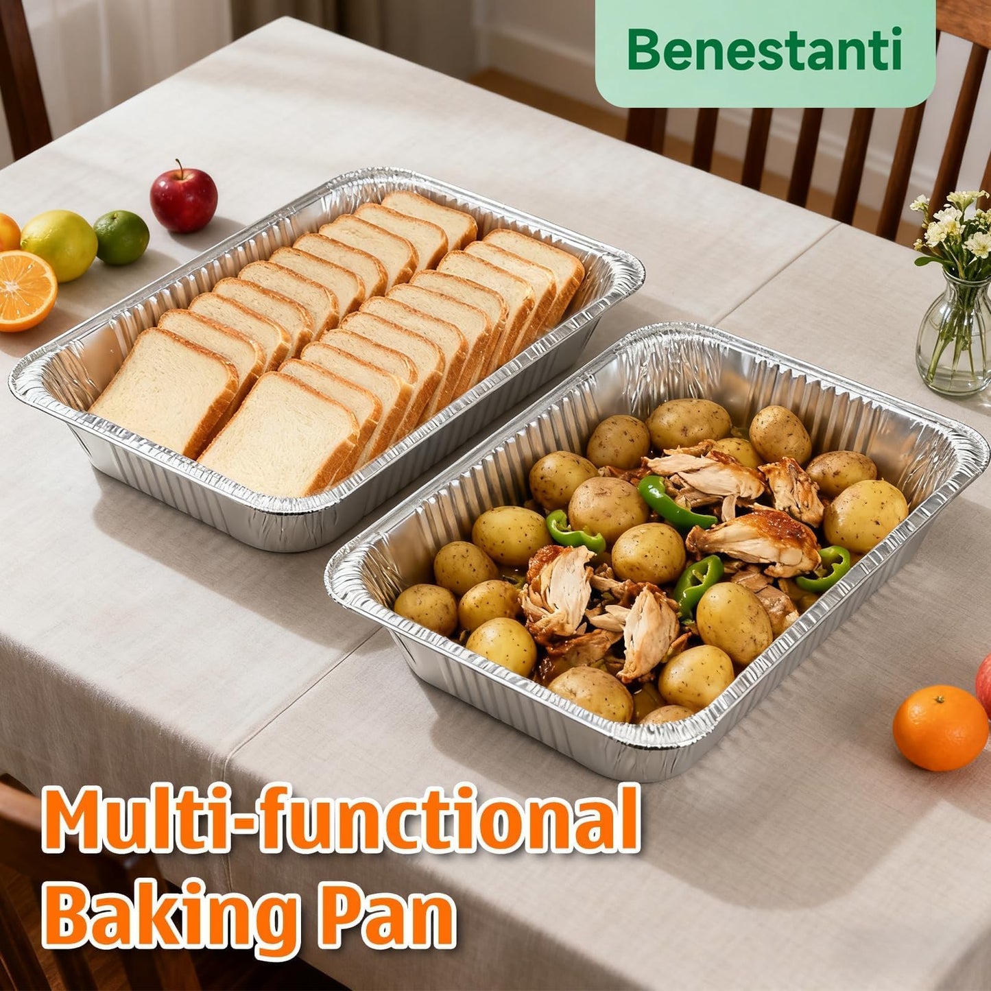 9x13 Inch Aluminum Pans (40 Pack) – Disposable Half-Size Foil Pans, Deep Tin Foil Pan, Disposable Baking Pans for Cooking, Heating, Storing & Prepping Food, Steam Table Deep Trays, Oven-Safe