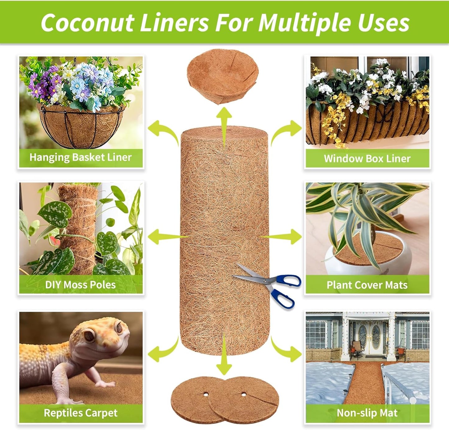 Legigo Natural Coco Liner Roll - 12X40 Inch Coconut Coir Mat for Planters & Garden Decor