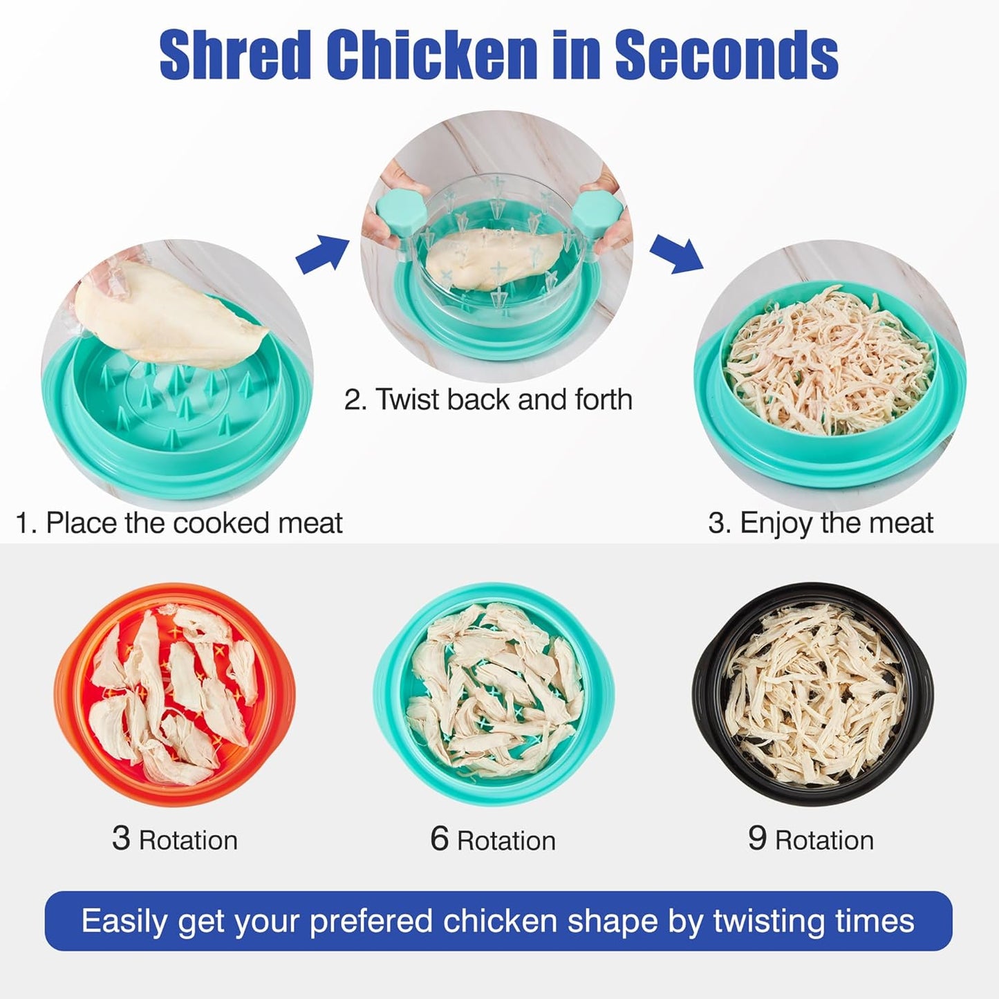Skiennix Chicken Shredder Tool - Pro Food-Grade Meat Shredder with Ergonomic Handle | Green