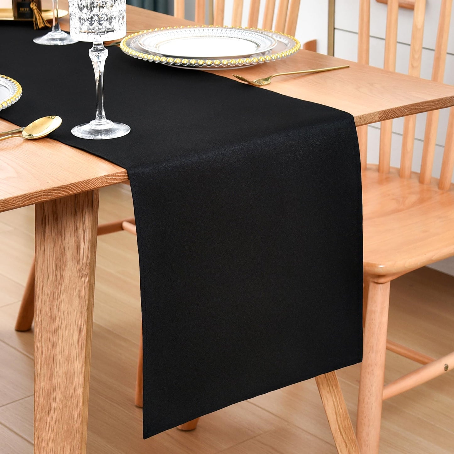 Farmhouse Black Table Runner Dining Table Runners 48 Inches Long Coffee Table Runner for Dresser Living Room Bedroom Holiday Party Banquet 12X48 Inch