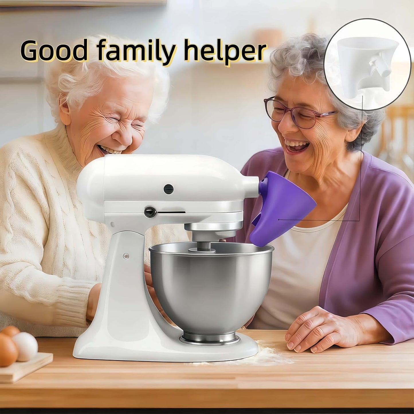 KitchenAid Flour Funnel - Anti-Splash Attachment for 5 Qt Tilt-Head Mixer | Dishwasher Safe, No-Mess Baking Tool (Black)