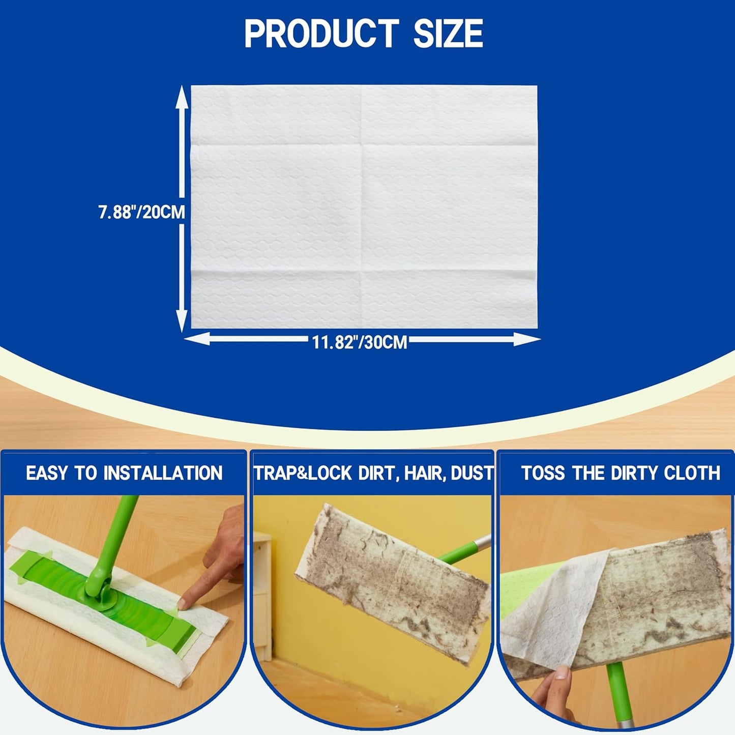 Skiennix Disposable Mop Cloths - 80 Pack Floor Dust Mop Pads for Swiffer Standard Sweeper